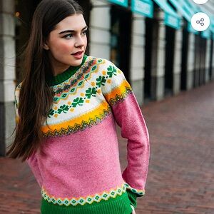 🍀Kiel James Patrick🩷⚓️Pink Fair Isle Irish Sweater🍀NWT, Size XXL